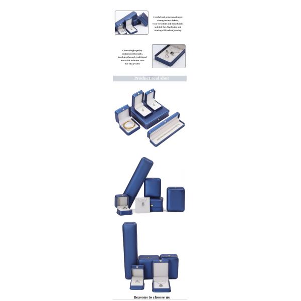 Newest Jewelry Package Blue Leather Crown Jewelry Box for Bracelet Pendant Necklace Ring