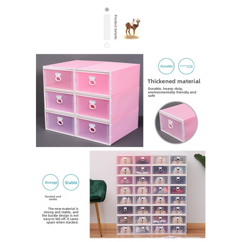 Dustproof Drop Front Plastic Shoe Boxes Transparent Pull Out Organizer Durable Storage Space Saver for Dorms