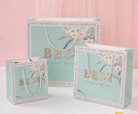 Bolsa de mano de cartón blanco grueso personalizada con impresión a color, bolsa de regalo de cosméticos, bolsa de papel para compras de ropa