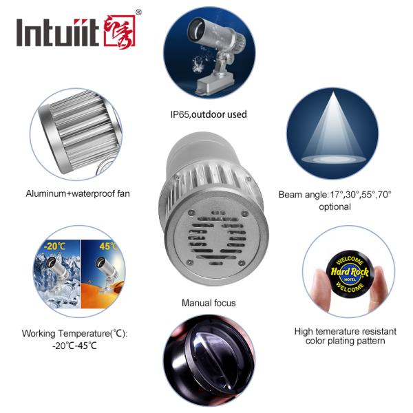 Customizable 60W LED Gobo Logo Projector Outdoor IP65 Rotating Advertising Projection Light for Restaurant Bar Street Shop