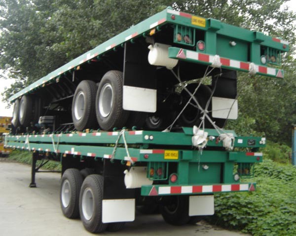 13m Extendable Air Suspension Lowboy Flatbed Trailer , Black Flat Bed Trailors