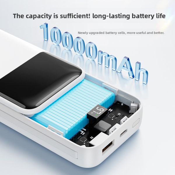 2 In 1 Plug In Power Bank 10000mAh 22.5W Fast Charging With Cables / LED Display