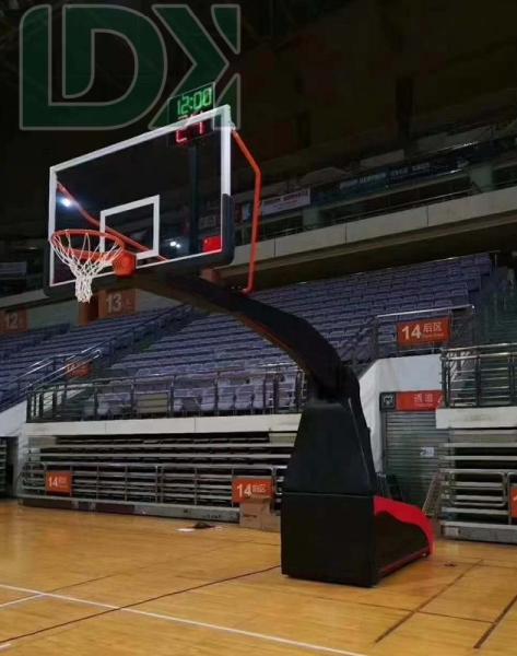 Bassin de basket-ball hydraulique noir réglable avec plateau en verre