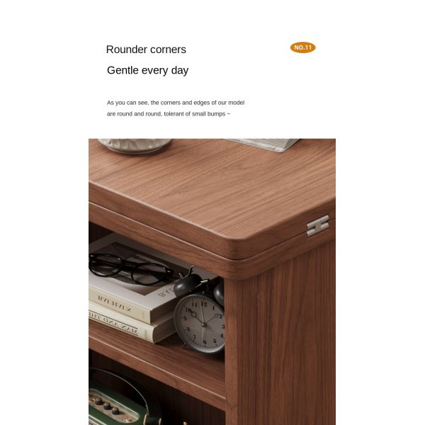 Custom Solid Wood Coffee Table Mobile Extendable Wheeled Trolley Foldable Rotating Sofa Corner Sofa Side Table for Living Room