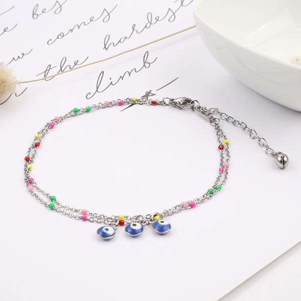 Stainless steel anklet Women's Beach Demon Eye Activity Pendant independently packaged seven-color women's foot ornament