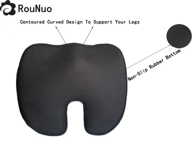 Gray Memory Foam Coccyx Orthopedic Comfort Seat Cushion with 100% Polyester Cover