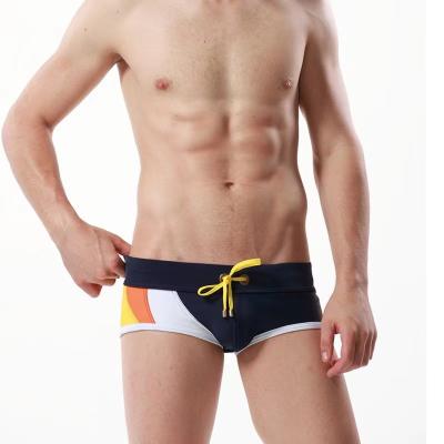 Comfortable Mens Swimming Trunks Boxer Sexy Low Waist Swimming Trunks Color Matching