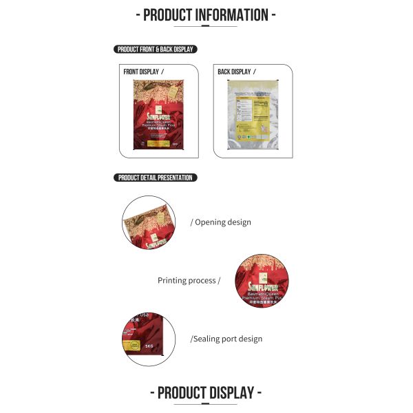 Custom Printed Resealable 1kg 2kg 5kg Rice Packaging Bag Plastic Handle Rice Bag Plastic Bolsa sided sealed bag