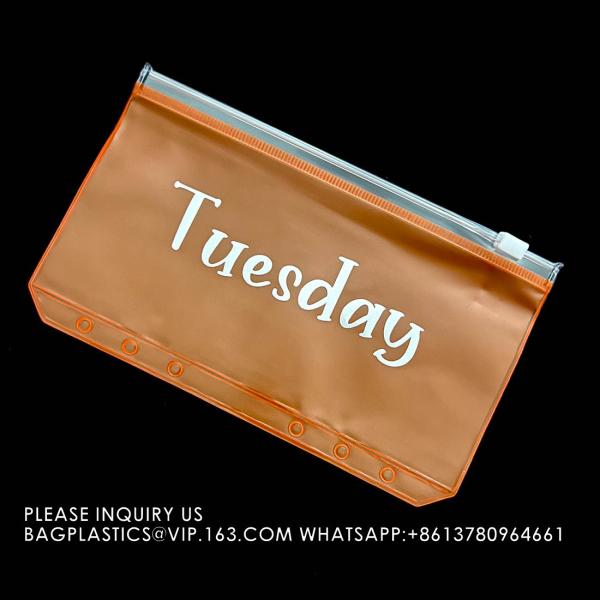 Cash Budget Envelopes For Budgeting Slider Zipper Binder Pouch Loose Leaf Bags Insert Pages Waterproof Document
