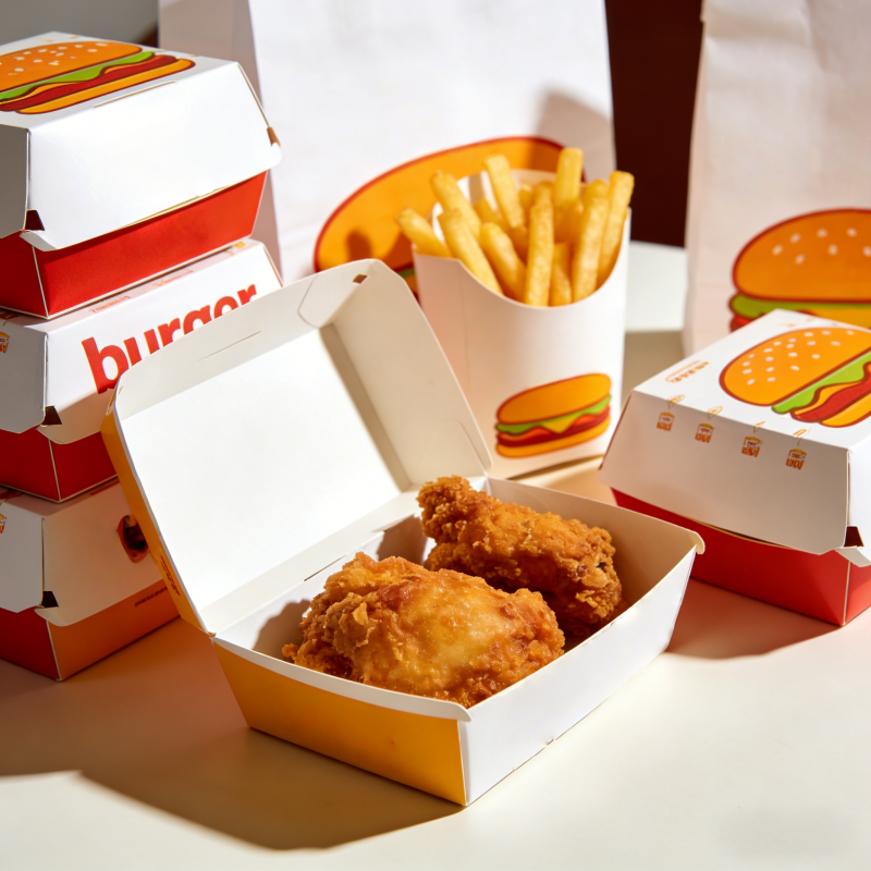 Restaurant wholesale customized set fast food takeout Korean fried chicken box food burger sandwich fries box