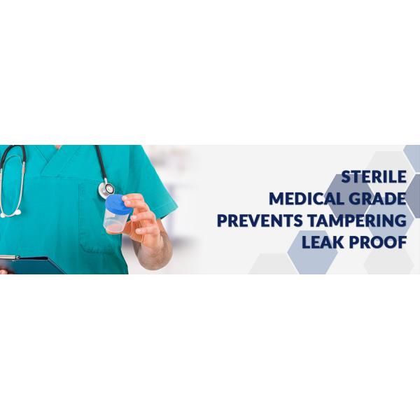 Disposable Specimen Cups| High-Grade Silicone, Sterile, Individually Wrapped Medical Cups W/Leakproof, Screw-On Lids