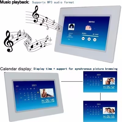 7 Inch HD Digital Photo Frames 1024*600 LCD Photo Frame With Video, Music And Remote Control