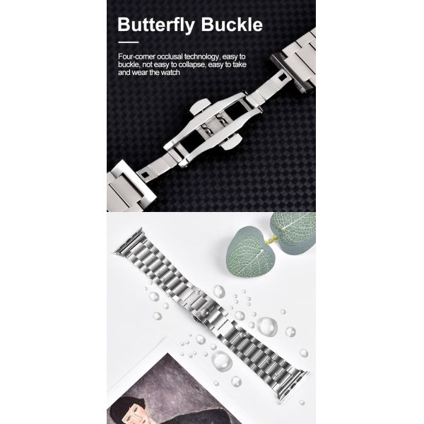 Solid Stainless Steel Watch Band · Compatible With Smartwatches