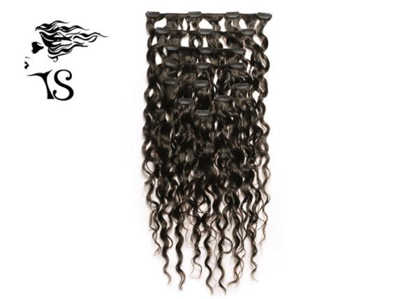 Kinky Curly Long Real Clip In Human Hair Extensions Black Color Natural Looking