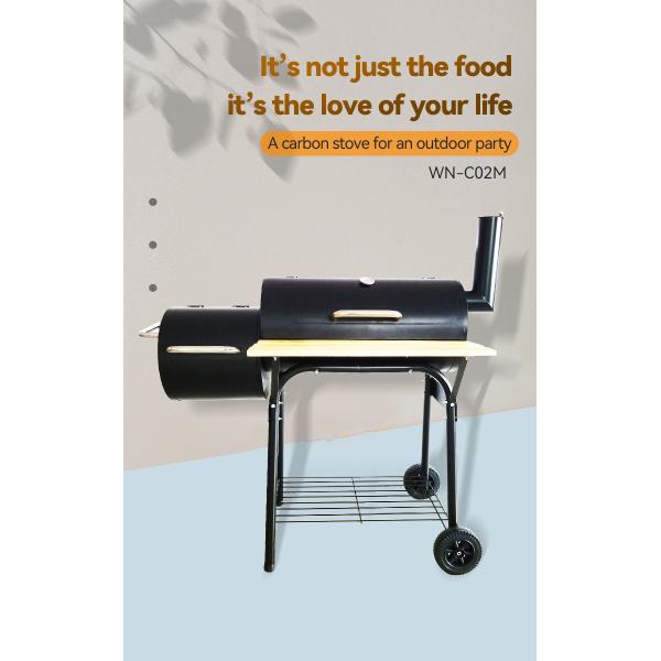 Chrome Plated Customizable Trolley Double Oven Drawer Charcoal Pellet Rotisserie BBQ Grill