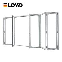 Cadre de porte de patio biplié noir moderne résistant aux ouragans Porte en verre pliable extérieure pour chambres de villa
