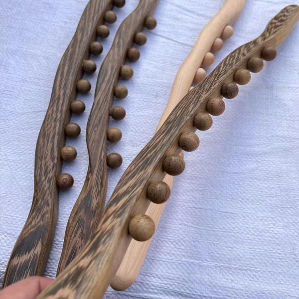 Personal Health Care 8 Beads Wooden GuaSha Massage Stick for Meridian Scrapping Therapy