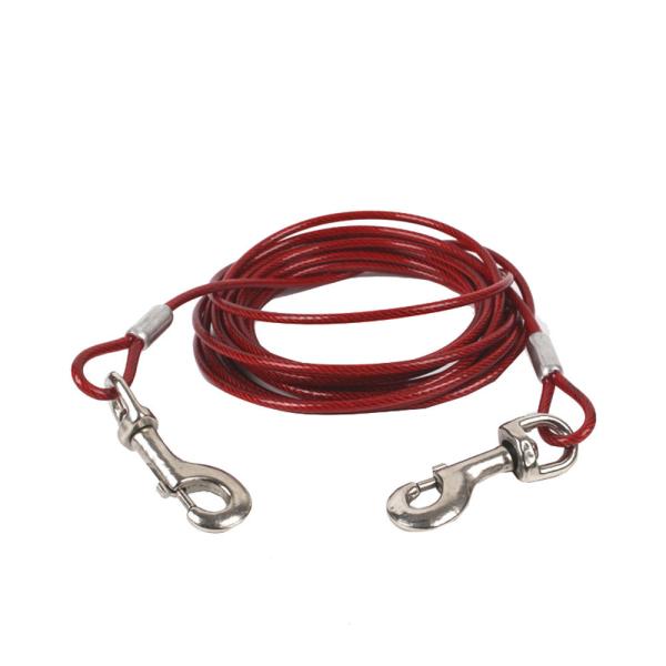 Câble d'attache pour chien avec âme en acier revêtu de PVC et piquet, laisses pour animaux de compagnie