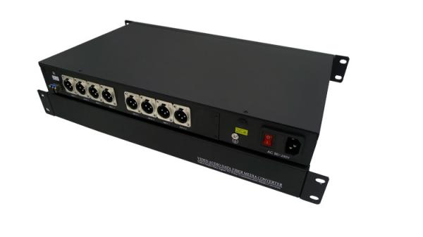 broadcasting programmes balanced audio over fiber extender,8-CH 19inch Rack 3-pin XLR balanced audio to fiber converter