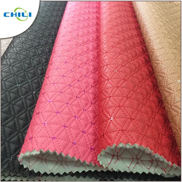 Best Price glitter Synthetic pu embroidered Shoe Leather