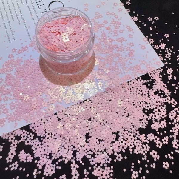 Polyester Plum Blossom Flowers Nail Art Glitter Sequins Acrylic Powder Star Heart Bulk Bagged Minimum 1kg with 3mm Sequins