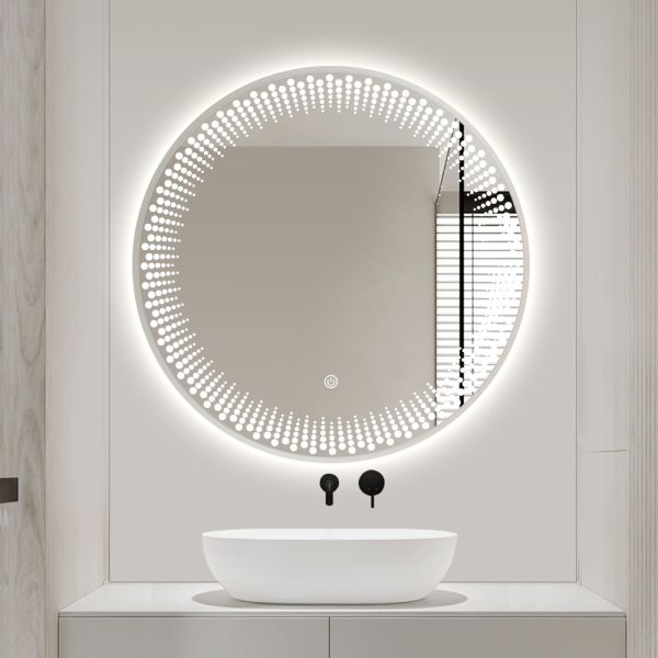 Commercial Round LED Backlit Mirror Customized Irregular Hotel Vanity Mirror