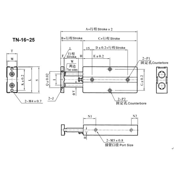 Баллон 10mm до 32mm вала двойника TN пневматический для пневматической системы автоматизации