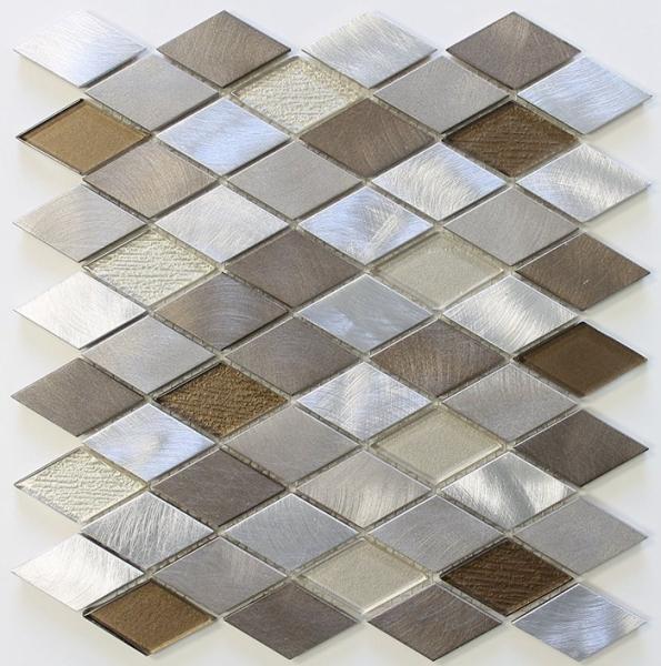 Diamond Shaped Backsplash Mosaic Glass Tile Sheets , Mosaic Glass Wall Tiles For Kitchen