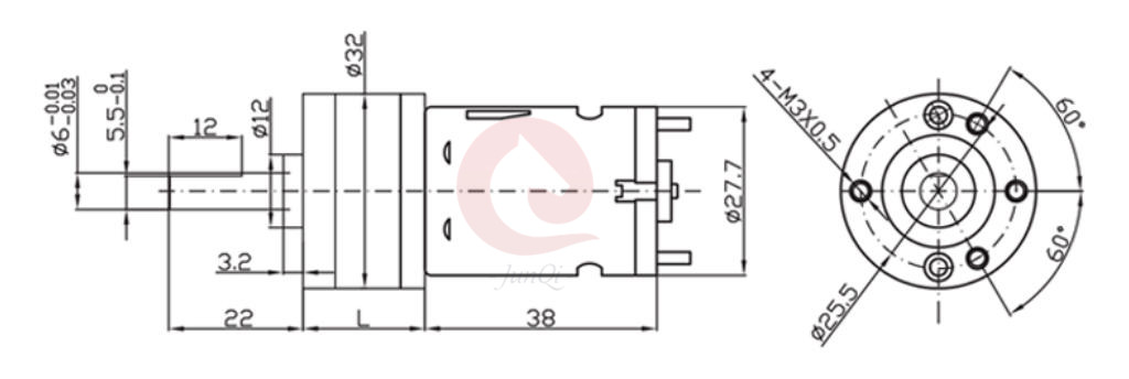 Мотор DC редуктора мотора 24V 32mm коробки передач DC JUNQI 32RS385 электрический для денег считая машину