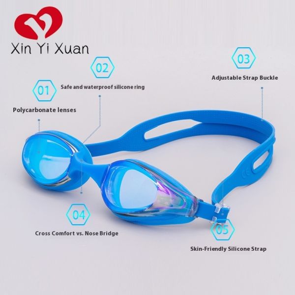 Electroplated swimming goggles, men's and women's sports products, swimming pool training for indoor and outdoor beaches, custom-made swimming glasses by the manufacturer, adults