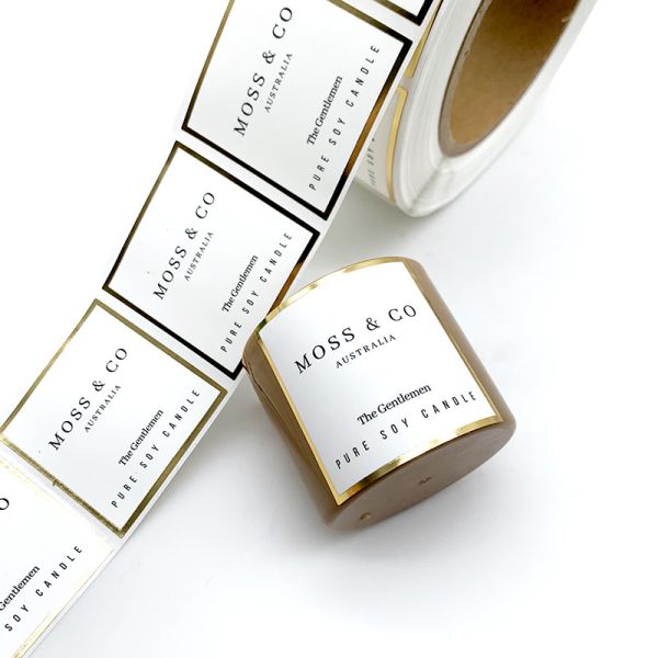 Personalized Printing Gold Foil PVC Label Sticker Logo Label For Candle Jar