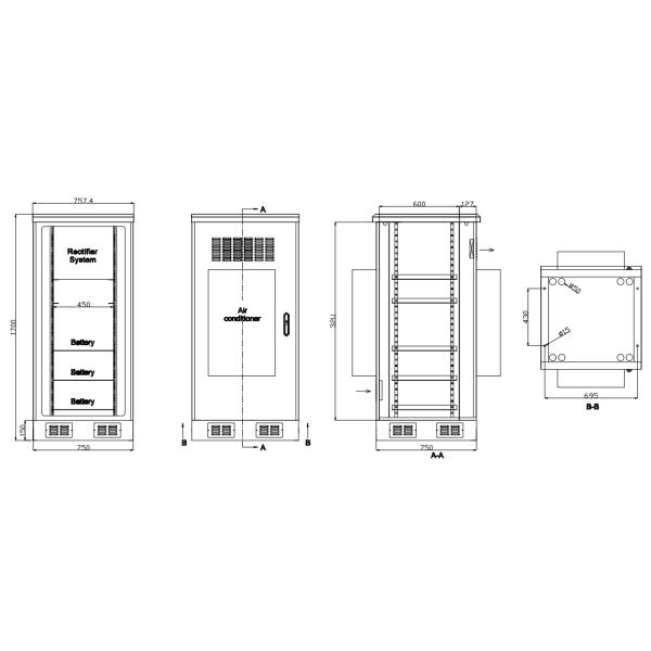 Powder Coated Telecom Outdoor Cabinet 32U 19'' Rack Double Steel Sheet Door