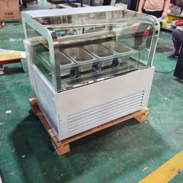 Marble Base Gelato Display Freezer Countertop Refrigerator for Ice Cream Shop