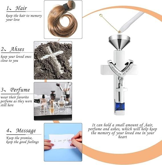 Urn Necklace For Ashes Keepsake Cremation Heart Cross Cubic Jewelry For Ashes Stainless Steel Memorial Locket Ashes