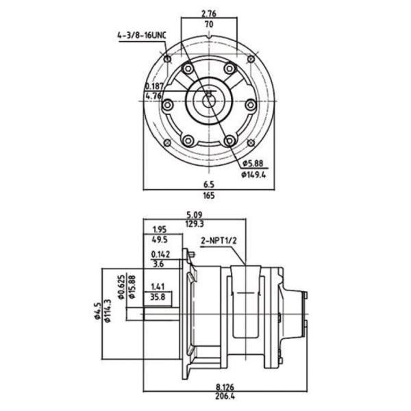 Фланец устанавливая роторный тип пневматический мотор лопасти 3000RPM воздуха