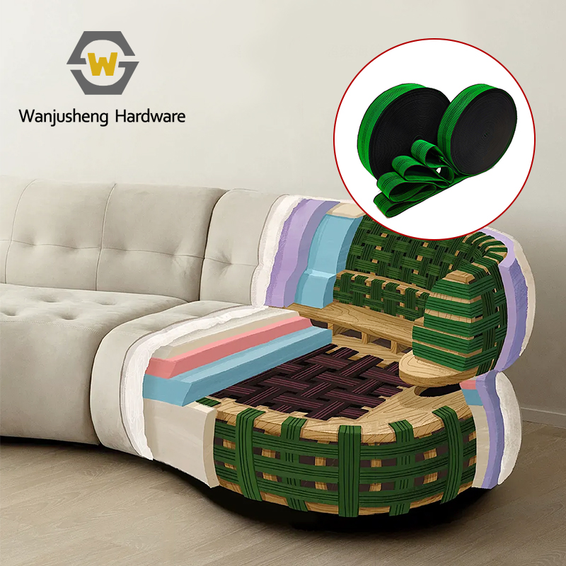 Eco-friendly Green Sofa Elastic Webbing Anti-Aging High-Elastic Furniture Elastic Strap for Sofa Seat Cushion & Backrest
