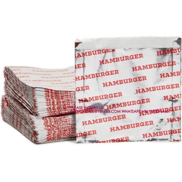 Foil Paper Hot Dog Holders Hamburger Wrapper Combination Pack, Grease Resistant Food Bag