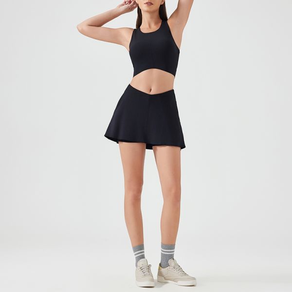 Women's High Support Sports Bra Tennis Skirt Set Quick Dry Breathable with Pockets