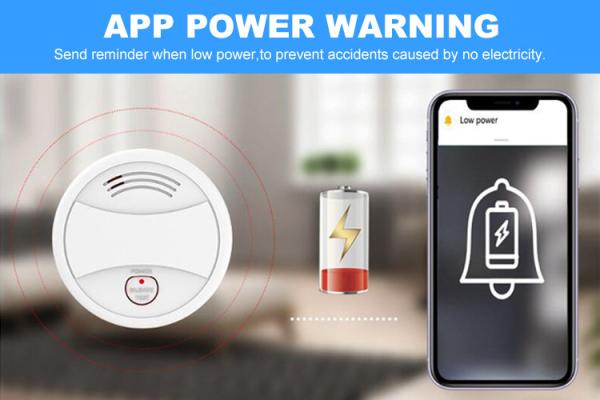DC9V Alkaline Battery 80dB Wireless Tuya Smoke Detector Alarm For Indoor Fire