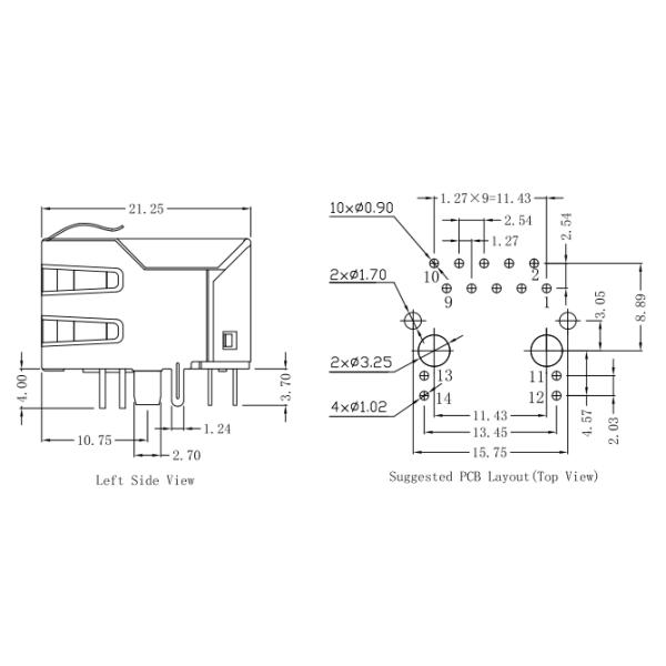 РТ7-195ААМ1Ф, ЛПДЖГ16302А24НЛ магнитное РДЖ45 Джек 10/100/1000 оснований-Т 1С1 нашивают вверх