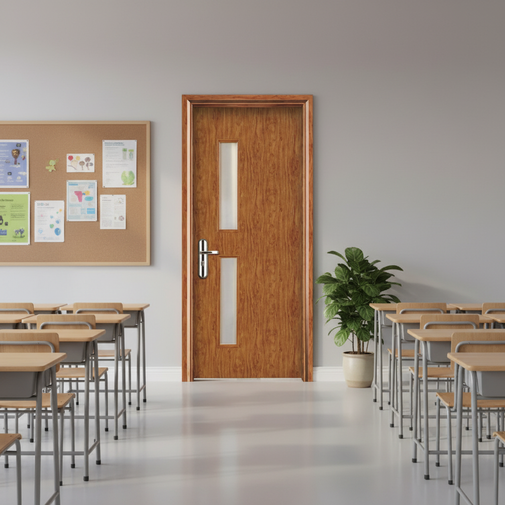 Termite Proof Mold Proof WPC Glass Door with Hollow Composite Panel Designed for Moisture Resistance and Heat Insulation