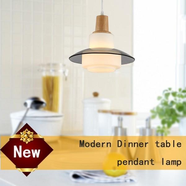 Top grade Thailand Oak wood dinner room pendant lamp with glass shade E27 socket
