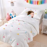 White Childrens Cotton Bedding Jacquard Tufted Dot Crib Bed Sheets Set