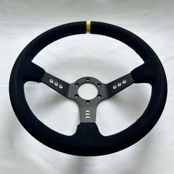 Custom Racing Rally Steering Wheel 90mm Deep Dish 350mm Black Suede 6061 Aluminum