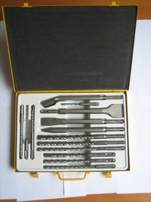 14-piece SDS-plus hammer drill set in metal case, single or cross tip