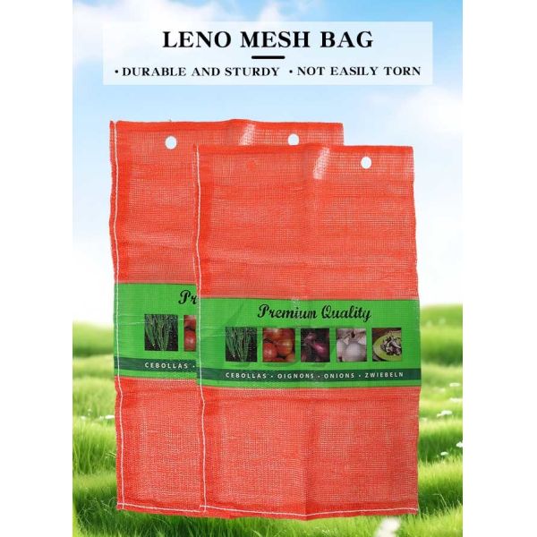 Onion Potato Automatic Packing Wicketed Pp Leno Mesh Bags 55*87cm 25KG