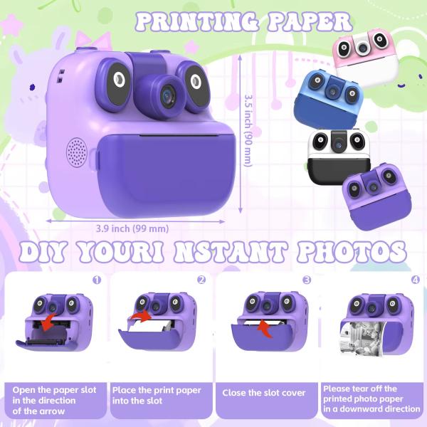 180 Degree Rotation 16xZoom 1080P Full HD Instant Print Micro SD Filter Camera