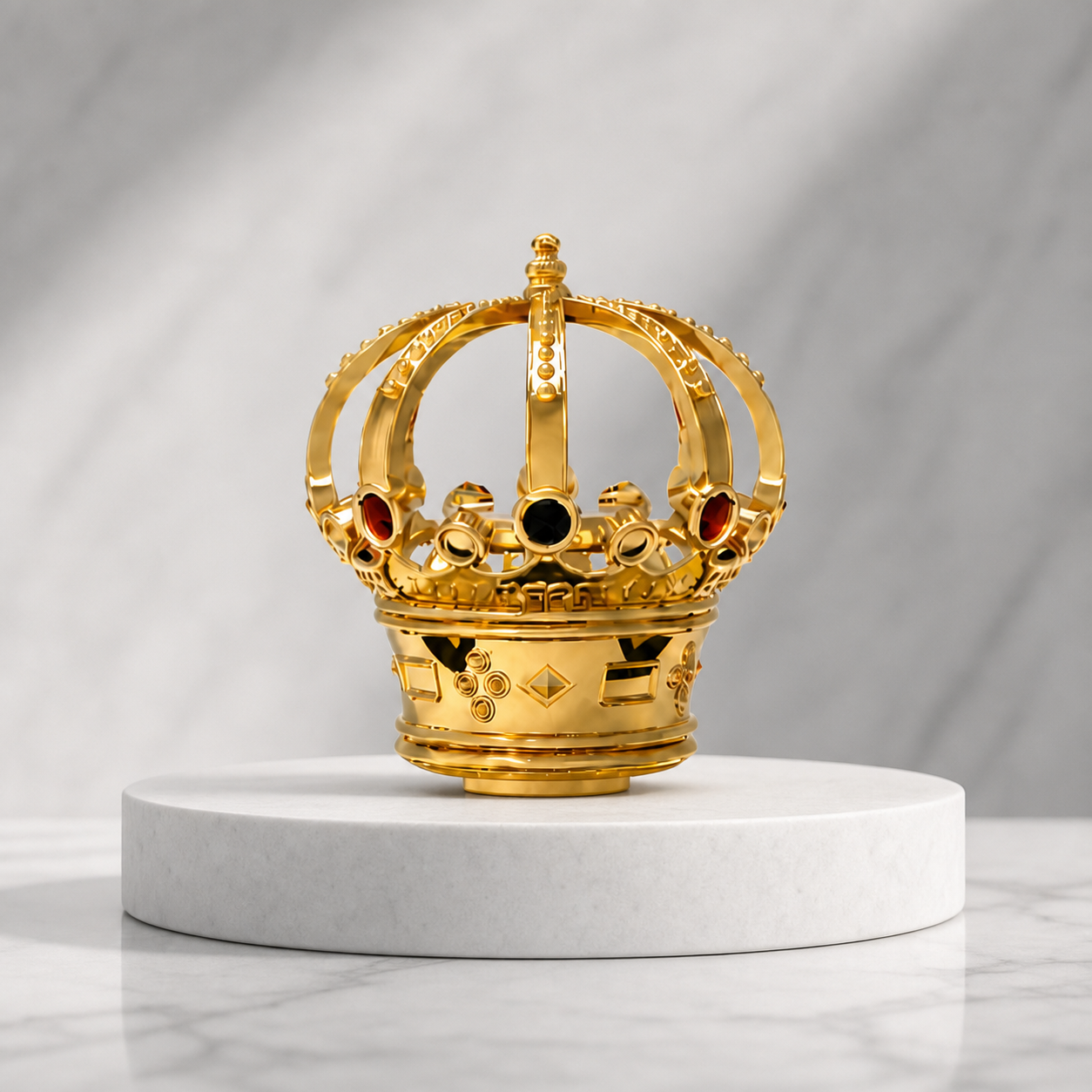 Crown Shape Zamac Perfume Cap with Inlaid Red Rhinestone | Zinc Alloy Custom Fragrance Bottle Lid