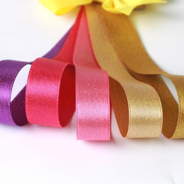 Gold Metallic Polyester Glitter Ribbon 35 Colors for Decoration Applications Only