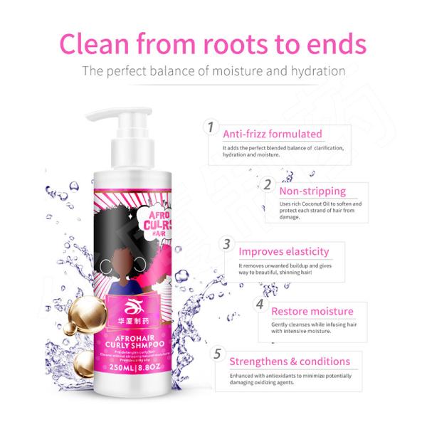 Private Label Coconut Hair Shampoo For Curly Hair Detangls Smooth